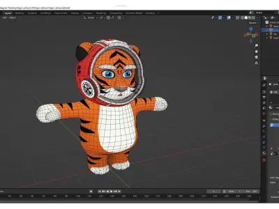 Character Fat Tiger Chibi Low-poly 3D model