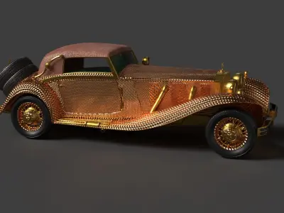 Golden vintage car 3D model