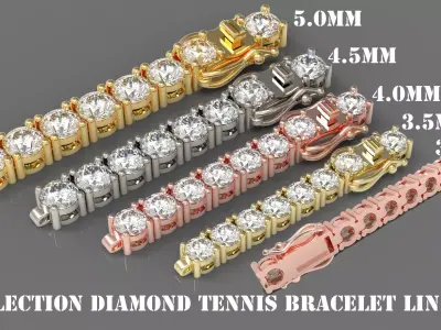 Diamond Tennis Bracelet Link TB3035404550 3D Model Pack