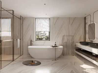 Luxury family bathroom shower room 3D model