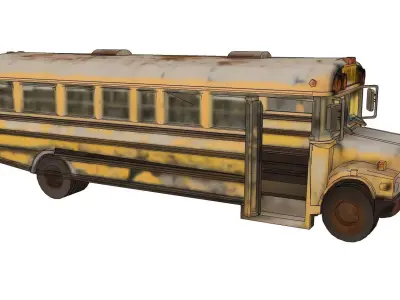 Rusty old school bus 3D model