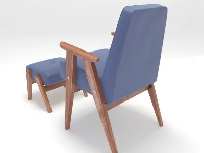 Retro Blue Chair and Ottoman 3D model