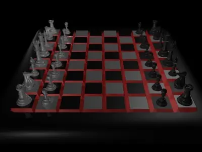 Chess Pieces and Game Board Collection 3D model