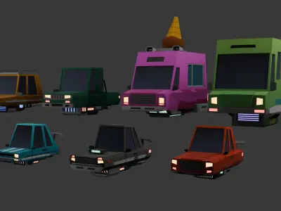 Low Poly 3D Car Model Pack Low-poly 3D model