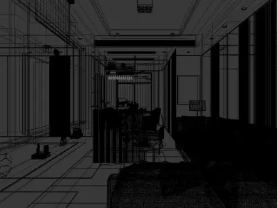 Dining room   light luxury style push-pull TV background wall 3D model