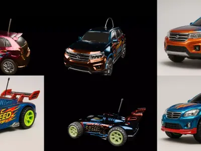 Controled Car bundle 4 pack 100 glb 3D model
