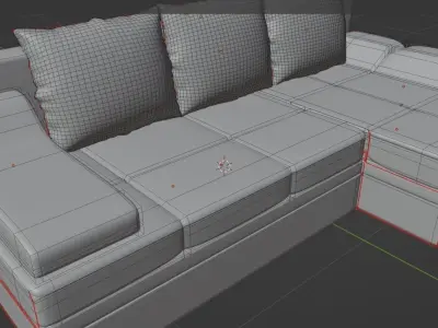 Realistic modern sofa couch Low-poly 3D model