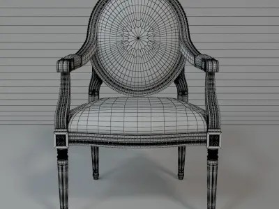 Chair ornately upholstered 3D model