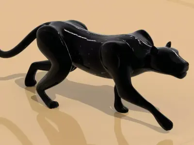 Black panther sneaking Texture Black marble Marquina 3D model