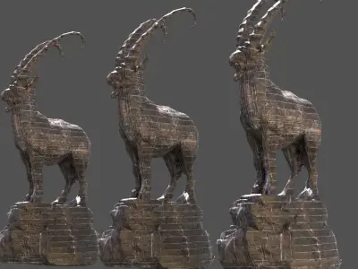 Dark Goat Sculpture 3D model