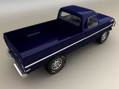 Blue Pickup Low-poly 3D model