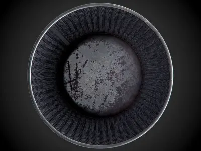 Round Steel Wire Mesh WasteBasket PBR 3D model