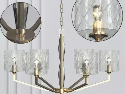LUXURY MODERN BRASS CHANDELIER 3 Low-poly 3D model