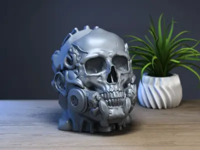 Human Robot skull Ps5 controller stand 3D print model
