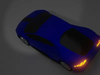 blue car low poly Low-poly 3D model