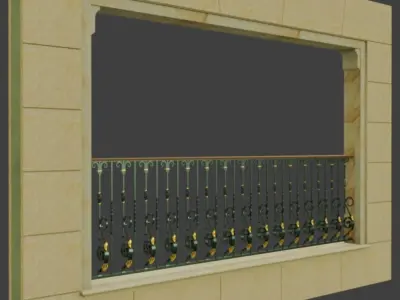 Wrought iron hand rail 3D model