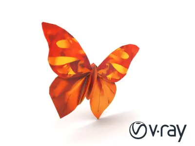 Origami Butterfly with Colorful Pattern model pack Texture