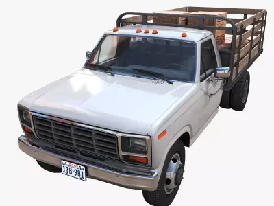 Stake pickup truck Low-poly 3D model