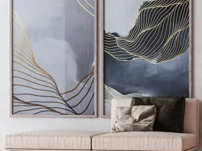 Set of large wall paintings 551 3D model