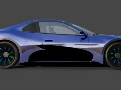 Futuristic black silver and blue concept car 3D model