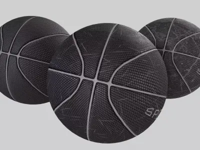 Basketball balls black pack Free low-poly 3D model