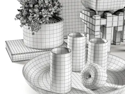 Decorative vases with plants 3D model