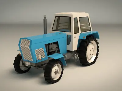 Low Poly Tractor 02 Low-poly 3D model