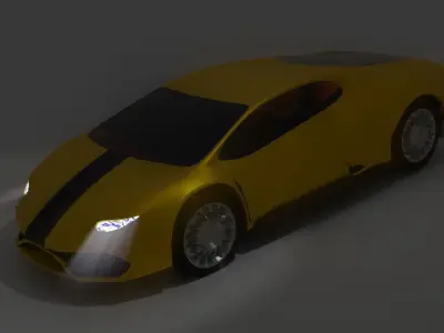 yellow car low poly Low-poly 3D model