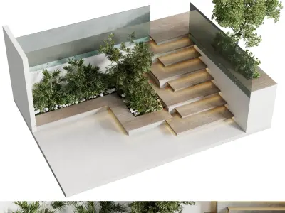 Landscape Furniture - building stairs 04 3D model