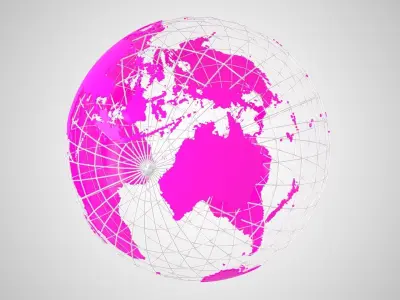 Globe News Skeleton Hot Pink 3D model