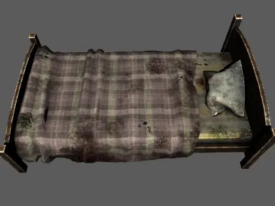 Old bed Free low-poly 3D model