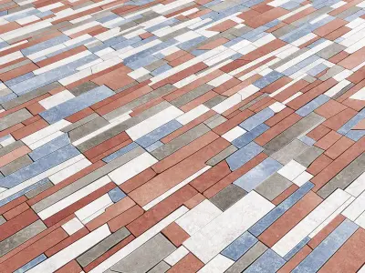 Paving stone rectangle splinter n1 3D model