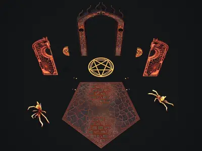 Medieval Door 1 game ready modular 3d model Low-poly 3D model