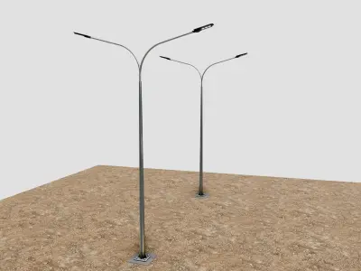 6MT LIGHTING POLE-DOUBLE BENDING ARM 3D model