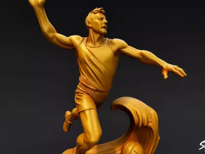 Golden Volleyball Statue Low-poly 3D model