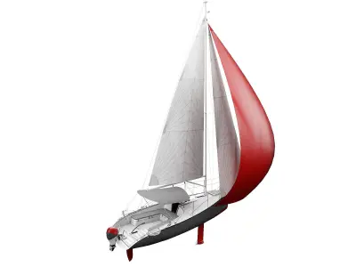Small Sail Yacht Grey 3D model