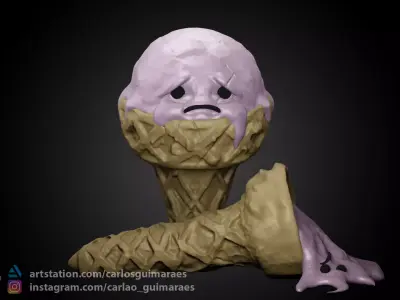 Ice-Cream ice cream cone with icing 3D print model