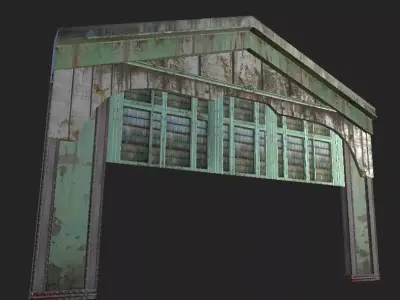 Ferry Rear Wall Pitched Roof GroundShops Low-poly 3D model