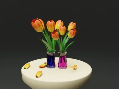 Tulips Low-poly 3D model
