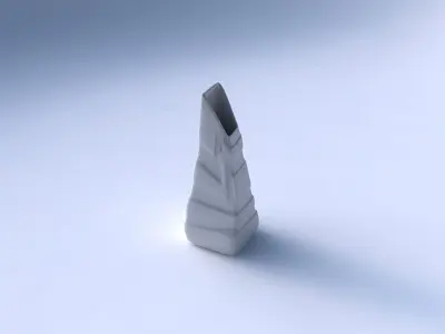 Vase top bent rectangle with smooth ribbons 3D print model