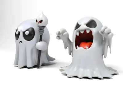 Little ghosts 2 Low-poly 3D model