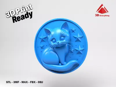 Cat wall decoration 3D print model