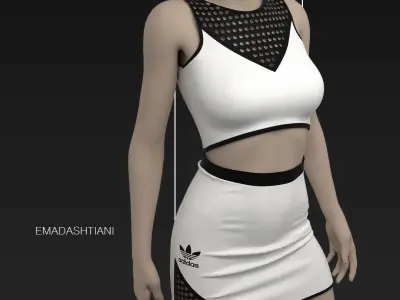 Sports Wear Adidas Tennis Set N4 42 CLO3D ZPRJ FBX OBJ MTL 3D model