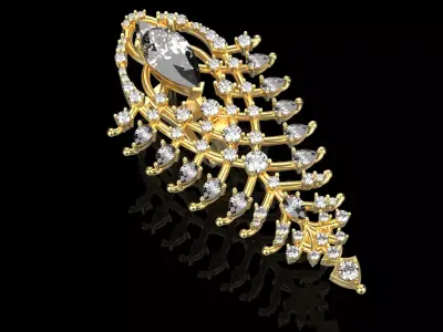 Emerald and diamond stud earrings 3D print model