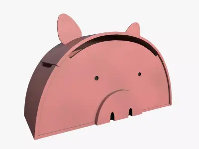 Pig Toy Box for Playing Equipments Child Room Plastic Edition 3D model
