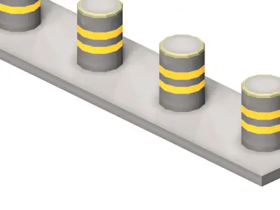 Car metal barrier Low-poly 3D model