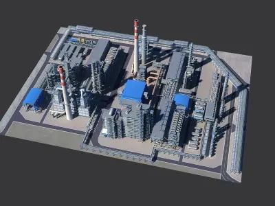 Refinery steel structure Low-poly 3D model