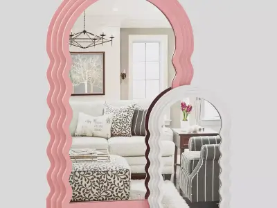 WAVE MID-CENTURY VINTAGE RETRO WAVY CURVY STANDING MIRROR 3D model