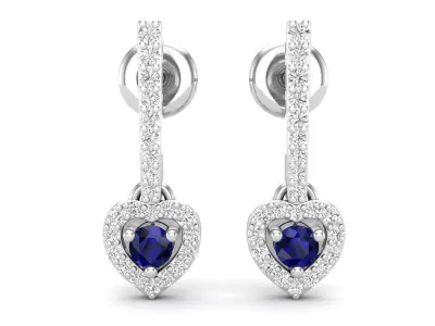 AV 622 Diamond Ladies Heart Dangling Drop Earrings 3D print model