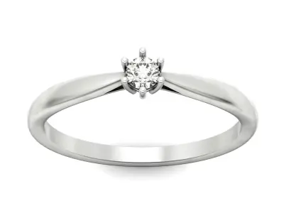 Diamond Engagement Solitaire Ring in 6 Prong  1265 3D print model
